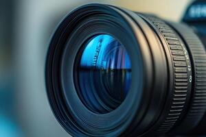 A macro photo of a camera lens