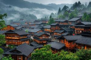 A mountain range with many houses photo