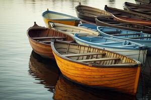 A row of boats in the water photo