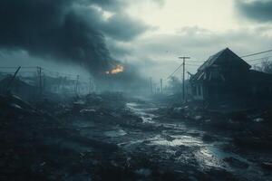 The dark city is shown in this image photo