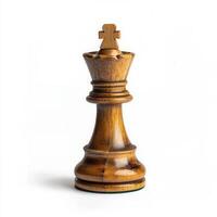 Wooden chess queen, isolated, game strategy photo