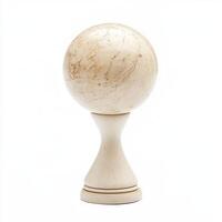 Marble sphere ornament on stand, white background photo