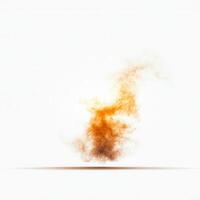 Orange smoke plume rising, white background, design element photo