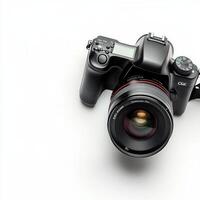 DSLR camera, white background, photography, studio shot photo