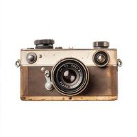 Vintage camera, isolated, white background, memory photo