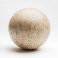 Beige sphere, studio shot, textured surface, white background, 3D render photo