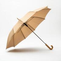 Beige umbrella studio shot, white background photo