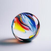 Colorful glass sphere on white background photo
