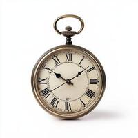 Antique pocket watch, isolated, white background, time concept photo