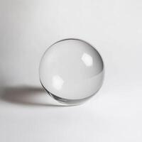 Crystal sphere, studio shot, white backdrop, reflection photo
