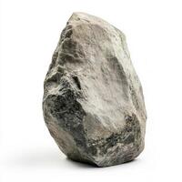 Rough grey stone, isolated, studio, white background, texture photo