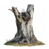 Weathered tree stump, isolated, nature, design photo