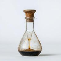Studio shot Dark liquid in glass bottle photo