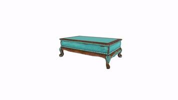 Elegant 3D rendering of a vintage aqua decorative box on a simple background video