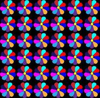 Seamless texture in the form of a floral pattern of flowers with multi-colored petals on a black background vector