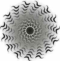 Monochrome round abstract pattern in the form of wavy lines arranged in a circle on a gray background vector