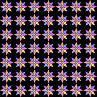 Seamless texture in the form of a floral pattern of flowers with diamond-shaped and multi-colored petals on a black background vector