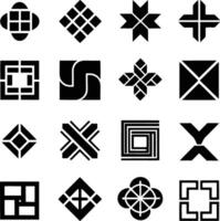 Geometric Black and White Monochrome Abstract Design Symbols Set vector