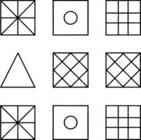 Geometric Shapes Squares, Triangles, Grids, and Circles Patterns vector