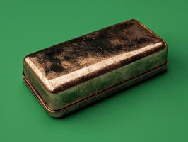 Copper rectangular box on green background photo