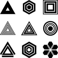Geometric Shapes Black and White Abstract Triangles, Hexagons, Squares vector