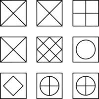 Nine Geometric Square Patterns Lines, Crosses, and Circles vector
