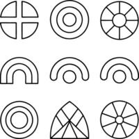Geometric Shapes Circle, Target, Cross, Rainbow, Arch, Design Elements vector
