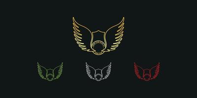Wings Shield Metallic Logo Frame With Color Variations vector