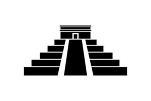 Black Silhouette of Mayan Pyramid Icon vector