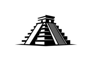Black Silhouette of Mayan Pyramid vector