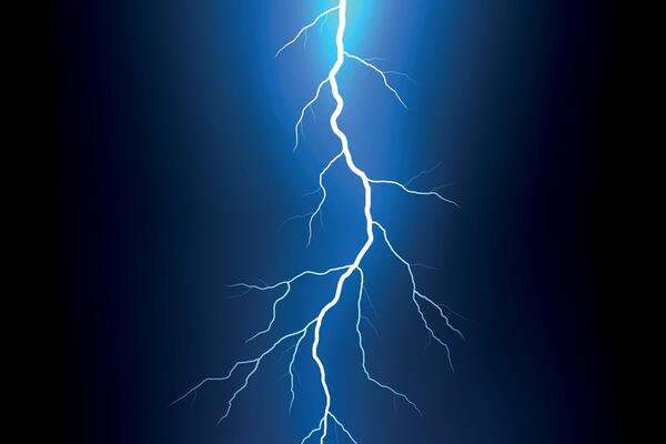 Bright Lightning Bolt on Deep Background