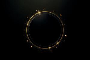 Black Background with Golden Sparkling Circle vector