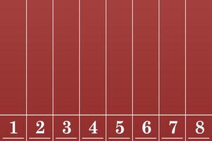 Red Running Track Lanes with Numbers vector