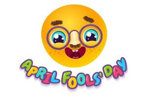 Illustration of cute face for april fools day. Kawaii face with eyes and freckles. April fools' day vector
