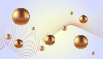 Abstract background with golden metallic balls. Trendy background in realistic style vector