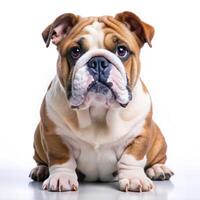 Adorable Bulldog with White color Background photo
