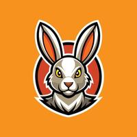 A rabbit head on an orange background vector