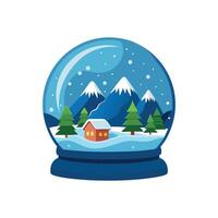 Snow globe with house and trees in the snow vector