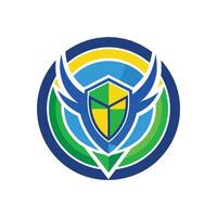 A shield with wings on it vector