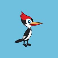 A cartoon woodpecker with red hair and blue eyes vector