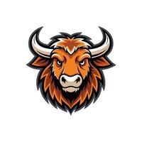 An orange bull head with horns on it vector