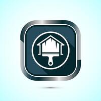 Home painting icon design illustration. House painting sign symbol for apps and websites. Gray shadow button design vector