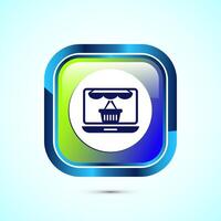 Online shopping icon design illustration. Shopping symbol for apps and websites. Glossy square button design vector
