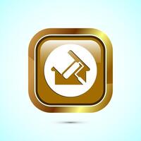 Home painting icon design illustration. House painting sign symbol for apps and websites. Gold color square button design vector