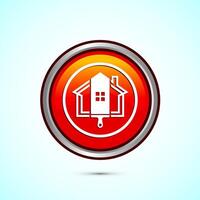 Home painting icon design illustration. House painting sign symbol for apps and websites. Orange color round button design vector