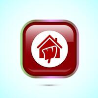 Home painting icon design illustration. House painting sign symbol for apps and websites. Red color square button design vector