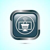 Online shopping icon design illustration. Shopping symbol for apps and websites. Gray color square button design vector