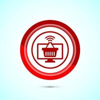 Online shopping icon design illustration. Shopping symbol for apps and websites. Red color button design vector