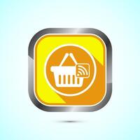 Online shopping icon design illustration. Shopping symbol for apps and websites. Yellow shadow button design vector