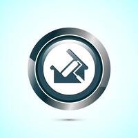 Home painting icon design illustration. House painting sign symbol for apps and websites. Gray color round button design vector